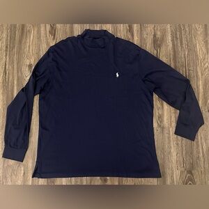 VTG Men’s Polo Ralph Lauren Golf Pima Mock Neck Long Sleeve Blue Shirt- XL